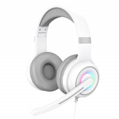 Y20 LED Casque de jeu filaire PC stéréo basse avec microphone (Blanc)