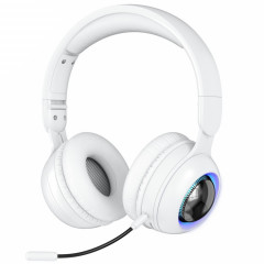 KE08 RVB Stéréo PC Casque Bluetooth Sans Fil avec Microphone (Blanc)