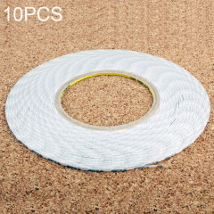 Lot de 10 rubans adhésifs double face 1 mm pour réparation d'écran tactile de téléphone, longueur : 50 m (blanc)