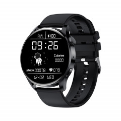 Montre intelligente GW69, prise en charge des appels BT/fréquence cardiaque/pression artérielle/oxygène sanguin (noir + bracelet en silicone noir)