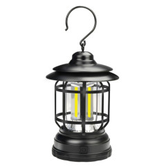 Lampe suspendue rétro portable lanterne camping tente lumière, type : chargement USB (noir)
