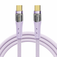 Câble de données de charge rapide transparent ROCK Z21 100 W USB-C/Type-C vers USB-C/Type-C, longueur : 1,2 m (violet)