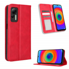 Pour Ulefone Note 14 Boucle Magnétique Texture Rétro Étui de Téléphone en Cuir (Rouge)