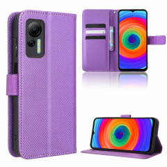 Pour Ulefone Note 14 Étui de téléphone en cuir à texture diamant (Violet)