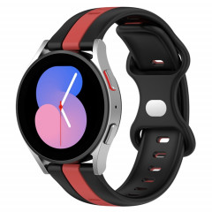 Pour Coros Apex 46mm/Apex Pro/Ticwatch Pro 3 22mm boucle papillon bracelet de montre en Silicone bicolore (noir + rouge)