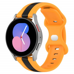 Pour Coros Apex 46mm/Apex Pro/Ticwatch Pro 3 22mm boucle papillon bracelet de montre en Silicone bicolore (noir + jaune)