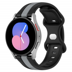 Pour Coros Apex 46mm/Apex Pro/Ticwatch Pro 3 22mm boucle papillon bracelet de montre en Silicone bicolore (noir + gris)