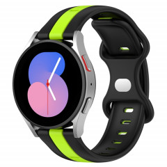 Pour Coros Apex 46mm/Apex Pro/Ticwatch Pro 3 22mm boucle papillon bracelet de montre en Silicone bicolore (noir + vert)