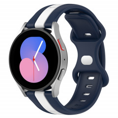 Pour Coros Apex 46mm/Apex Pro/Ticwatch Pro 3 22mm boucle papillon bracelet de montre en Silicone bicolore (blanc + bleu)