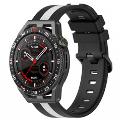 Pour Coros Apex 46mm/Apex Pro/Ticwatch Pro 3 Bracelet de montre en silicone bicolore vertical 22mm (noir + blanc)