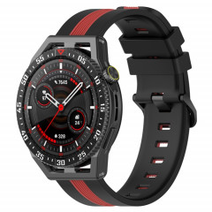 Pour Coros Apex 46mm/Apex Pro/Ticwatch Pro 3 Bracelet de montre en silicone bicolore vertical 22mm (noir + rouge)