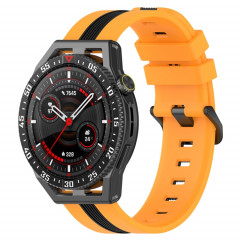 Pour Coros Apex 46mm/Apex Pro/Ticwatch Pro 3 Bracelet de montre en silicone bicolore vertical 22mm (noir + jaune)