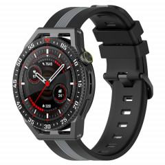 Pour Coros Apex 46mm/Apex Pro/Ticwatch Pro 3 Bracelet de montre en silicone bicolore vertical 22mm (noir + gris)