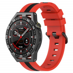Pour Coros Apex 46mm/Apex Pro/Ticwatch Pro 3 Bracelet de montre en silicone bicolore vertical 22mm (rouge + noir)