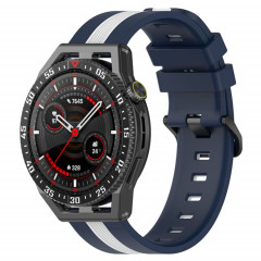 Pour Coros Apex 46mm/Apex Pro/Ticwatch Pro 3 Bracelet de montre en silicone bicolore vertical 22mm (blanc + bleu)