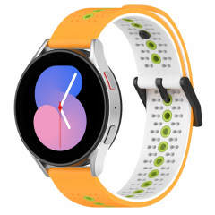 Pour Coros Apex 46mm/Apex Pro/Ticwatch Pro 3 Bracelet de montre en silicone respirant tricolore 22mm (jaune + blanc + citron vert)