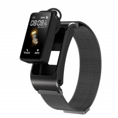H21 1,14 pouces Steel Band Earphone Amovible Smart Watch Support Mesure de la température / Appel Bluetooth / Commande vocale (Noir)