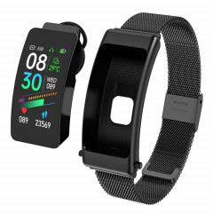 K50 1,08 pouces Steel Band Écouteur Détachable IP67 Étanche Smart Watch Support Bluetooth Appel (Noir)