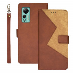 Pour Ulefone Note 14 idewei Étui de téléphone en cuir épissé bicolore (marron)