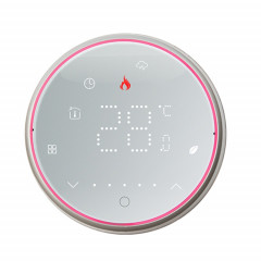 BHT-6001GAL 95-240V AC 5A Thermostat rond intelligent Thermostat LED de chauffage de l'eau sans WiFi (Blanc)