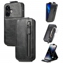 Pour Ulefone Note 16 Pro Zipper Wallet Étui de téléphone en cuir à rabat vertical (noir)