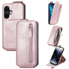 Pour Ulefone Note 16 Pro Zipper Wallet Étui de téléphone en cuir à rabat vertical (or rose)