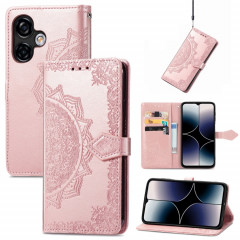Pour Ulefone Note 16 Pro Étui de téléphone en cuir gaufré fleur de mandala (or rose)