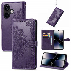Pour Ulefone Note 16 Pro Étui de téléphone en cuir gaufré fleur de mandala (violet)