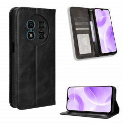 Pour Ulefone Note 15 Étui de téléphone en cuir à texture rétro avec boucle magnétique (noir)