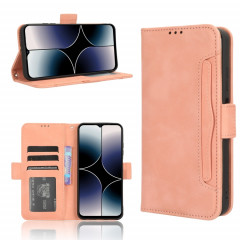 Pour Ulefone Note 16 Pro Skin Feel Veau Texture Card Slots Étui de téléphone en cuir (Rose)