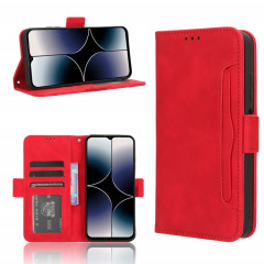 Pour Ulefone Note 16 Pro Skin Feel Veau Texture Card Slots Étui de téléphone en cuir (rouge)