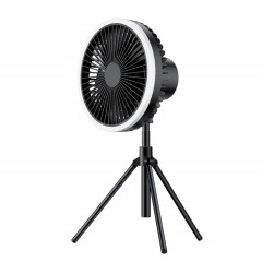 DQ216 10000mAh Extérieur Portable Tête Pivotante Levable Camping Ventilateur Tente Suspendue Vertical Coloré Lumière avec Télécommande (Noir)