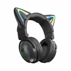 Écouteur Bluetooth sans fil VJ371 Tuya RGB Cat Ear avec microphone détachable (noir)