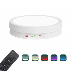 Plateau tournant électrique de présentoir rotatif de lumière LED colorée de 22 cm, style: prise d'alimentation (blanc)
