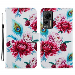 Pour Ulefone Note 14 Étui de téléphone en cuir à rabat horizontal à motif peint (fleur de paon)