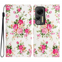 Pour Ulefone Note 14 Étui de téléphone en cuir à dessin coloré (pivoines)