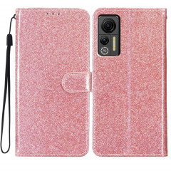 Pour Ulefone Note 14 Étui de téléphone en cuir à rabat en poudre scintillante (or rose)