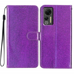 Pour Ulefone Note 14 Étui de téléphone en cuir à rabat en poudre scintillante (violet)