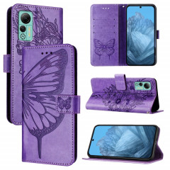 Pour Ulefone Note 14 Étui de téléphone en cuir papillon en relief (violet)