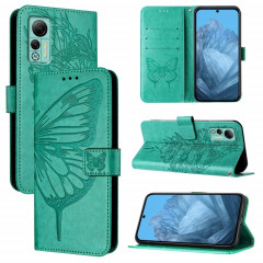 Pour Ulefone Note 14 Étui de téléphone en cuir papillon en relief (Vert)