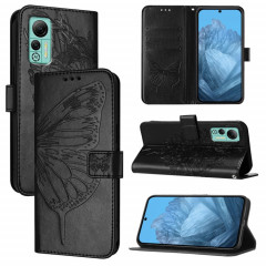 Pour Ulefone Note 14 Étui de téléphone en cuir papillon en relief (noir)