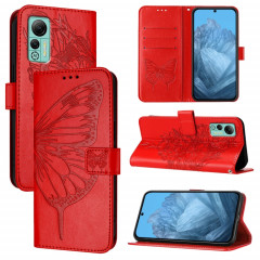 Pour Ulefone Note 14 Étui de téléphone en cuir papillon en relief (rouge)
