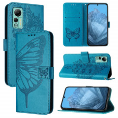 Pour Ulefone Note 14 Étui de téléphone en cuir papillon en relief (bleu)