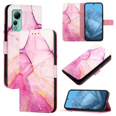 Pour Ulefone Note 14 PT003 Étui de téléphone en cuir à rabat en marbre (or rose violet)