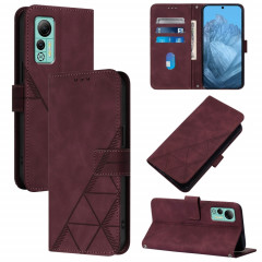Pour Ulefone Note 14 Étui de téléphone en cuir à rabat en relief 3D à bandoulière (vin rouge)