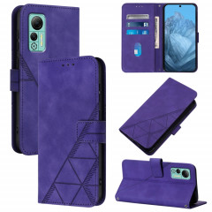 Pour Ulefone Note 14 Étui de téléphone en cuir à rabat en relief 3D à bandoulière (violet)
