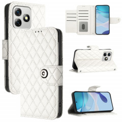 Pour Ulefone Note 18 Étui de téléphone en cuir à texture ultra rhombique avec lanière (blanc)