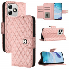 Pour Ulefone Note 18 Étui de téléphone en cuir à texture ultra rhombique avec lanière (rose corail)