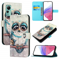 Pour Ulefone Note 14 Étui de téléphone en cuir à rabat horizontal avec peinture 3D (Chouette grise)
