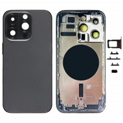 Pour iPhone 14 Pro Cache arrière de batterie avec touches latérales et plateau de carte, Version : Version CE EU (noir)